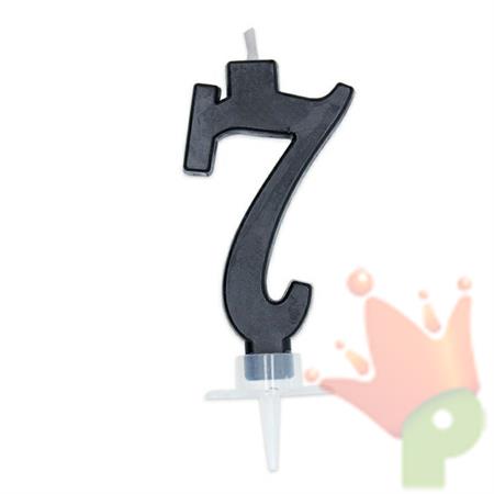 CANDELINA NUMERO 7 DI CERA ITALIC NERO 7CM