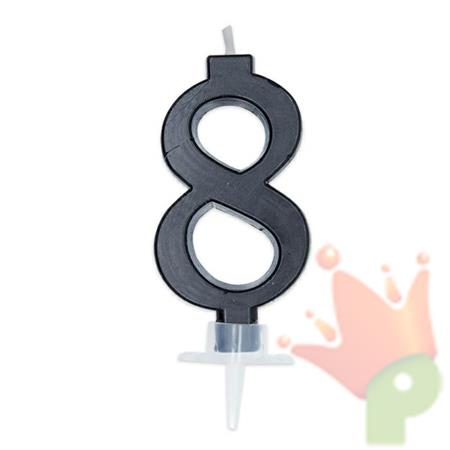 CANDELINA NUMERO 8 DI CERA ITALIC NERO 7CM