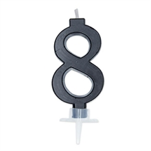 CANDELINA NUMERO 8 DI CERA ITALIC NERO 7CM