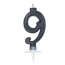 CANDELINA NUMERO 9 DI CERA ITALIC NERO 7CM