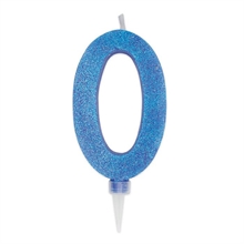 CANDELINA NUMERO 0 MAX DI CERA SWEETY BLU GLITTER 15CM
