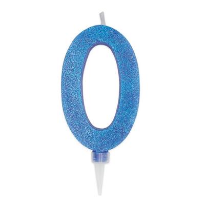 CANDELINA NUMERO 0 MAX DI CERA SWEETY BLU GLITTER 15CM
