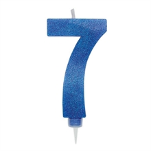 CANDELINA NUMERO 7 MAX DI CERA SWEETY BLU GLITTER 15CM