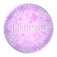 PIATTO 24 CM BATTESIMO ROSA 10 PZ