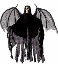 SCHELETRO CON TUNICA E ALI MORTE DA APPENDERE SCENOGRAFIA HORROR