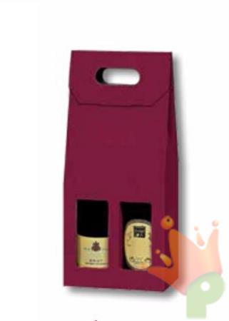 SCATOLA PORTABOTTIGLIE 2 POSTI CANNETE BORDEAUX 18X9X38CM