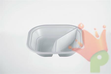 Piatti Quadri 2 Scomparti Bianca 100pz