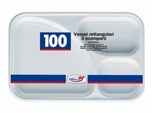 VASSOIO RETTANGOLARE 3 SCOMPARTI BIANCO 100PZ