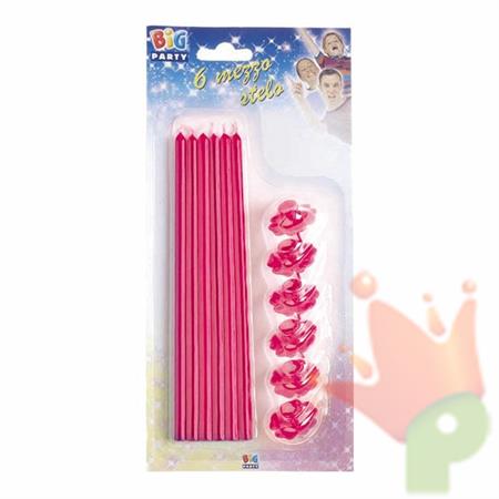 CANDELINE STELO 20CM CON SUPPORTO FUCSIA 6PZ