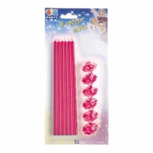 CANDELINE STELO 20CM CON SUPPORTO FUCSIA 6PZ