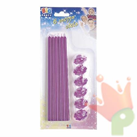 CANDELINE STELO 20CM CON SUPPORTO GLICINE 6PZ