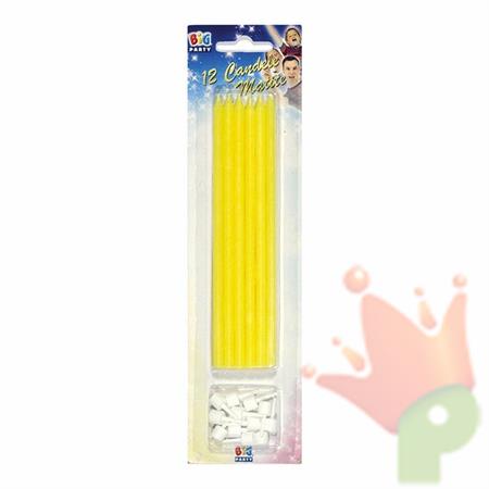 CANDELINE MATITE + SUPPORTO GIALLO SCURO 12PZ