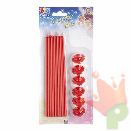 CANDELINE STELO 20CM CON SUPPORTO ROSSE 6PZ