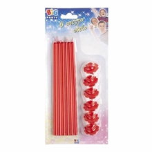 CANDELINE STELO 20CM CON SUPPORTO ROSSE 6PZ