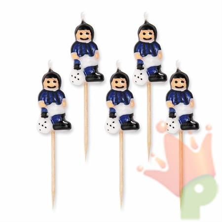 CANDELE CALCIATORI NERI/AZZURRI 5 PZ