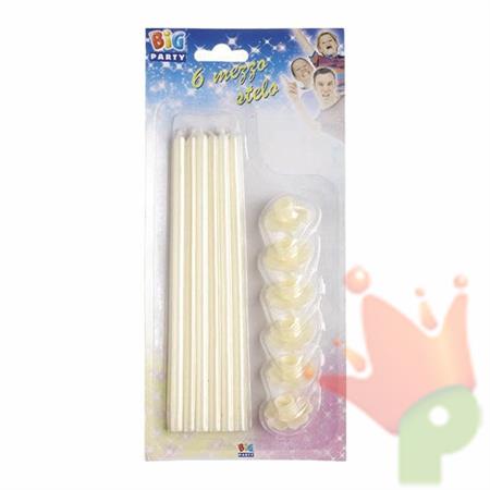 CANDELINE STELO 20CM CON SUPPORTO AVORIO 6PZ