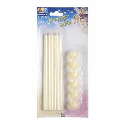 CANDELINE STELO 20CM CON SUPPORTO AVORIO 6PZ