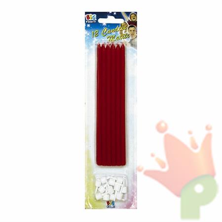 CANDELINE MATITE + SUPPORTO ROSSE 12PZ