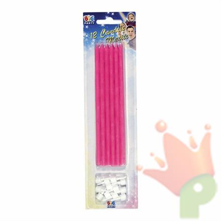 CANDELINE MATITE + SUPPORTO FUCSIA 12PZ