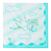 TOVAGLIOLI NASCITA 33X33 CM CICOGNA CELESTE 20 PZ