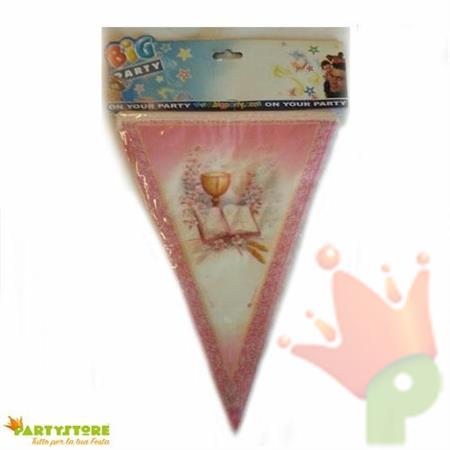 FESTONE BANDIERINA PVC COMUNIONE ROSA