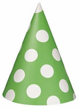 CAPPELLI IN CARTA VERDE LIME CON POIS BIANCHI 8PZ
