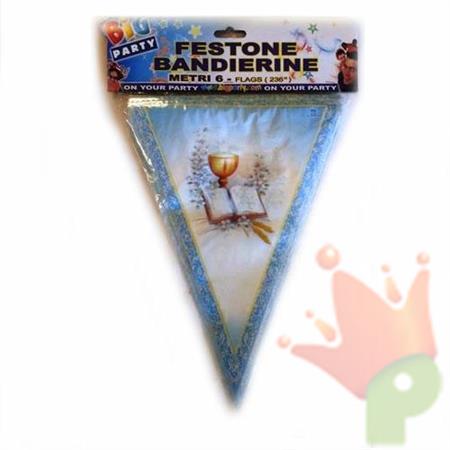 FESTONE BANDIERINA COMUNIONE CELESTE
