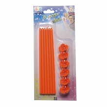 CANDELE STELO CM 20 CON SUPPORTO ARANCIO FLUORESCENTE 6PZ