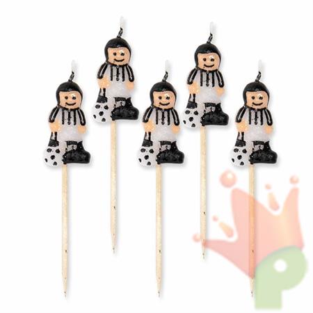 CANDELINE CALCIATORI BIANCO-NERI 5 PZ