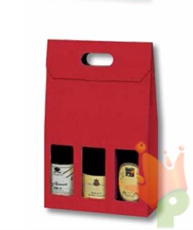 SCATOLA PORTABOTTIGLIE 3 POSTI ONDA ROSSO 27X9X38 CM