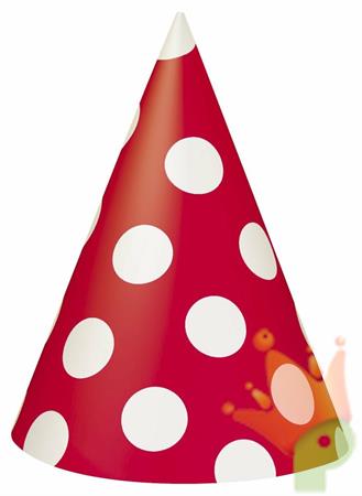 CAPPELLI IN CARTA ROSSO CON POIS BIANCHI 8PZ