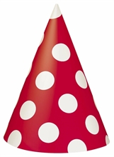 CAPPELLI IN CARTA ROSSO CON POIS BIANCHI 8PZ