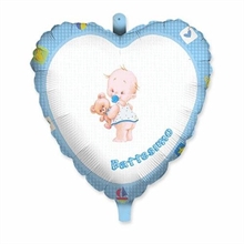 PALLONCINO MYLAR 18 BATTESIMO CUORE CELESTE