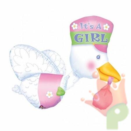 PALLONCINO SUPER SHAPE CICOGNA ROSA IT'S A GIRL