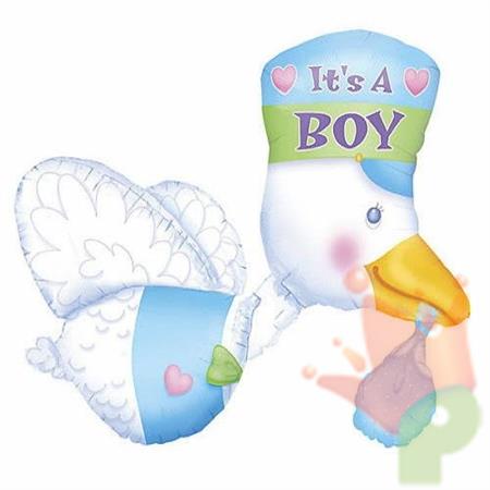 PALLONCINO SUPER SHAPE CICOGNA CELESTE IT'S A BOY