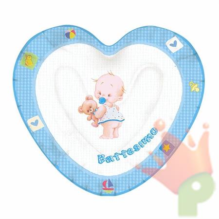 PIATTI 20CM BATTESIMO CUORE CELESTE 10 PZ