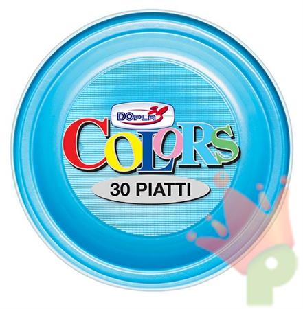 PIATTI PIANI D. 220MM AZZURRO 30PZ