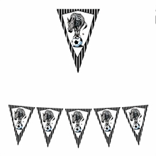 FESTONE BANDIERINA ZEBROTTA BIANCONERA 6mt