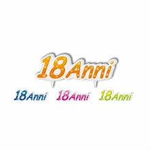 CANDELA SAGOMATA 18ANNI 13X4,5CM COL ASS