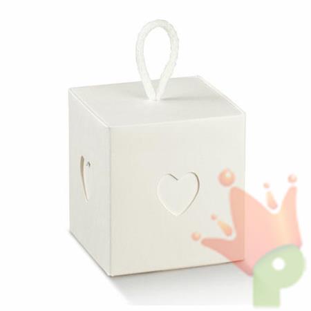 SCATOLINA CON COPERCHIO E CORDINO 50X50X50 MM WHITE 10PZ