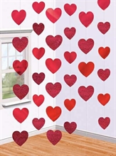 SET 6 PENDENTI CUORI ROSSI 210CM