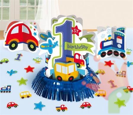 SET 20 DECORAZIONI DA TAVOLO 1° COMPLEANNO ALL ABOARD BIRTHDAY