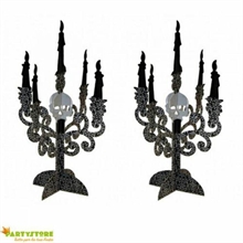 2 CENTROTAVOLA CANDELABRI CON TESCHIO 35CM CARTONCINO HALLOWEEN