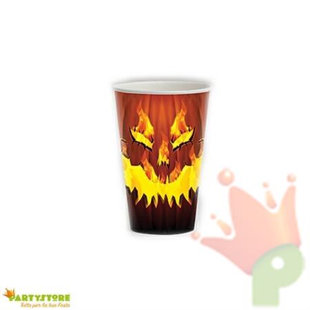 BICCHIERE HALLOWEEN ZUCCA FUOCO HORROR 354 ML 8 PZ