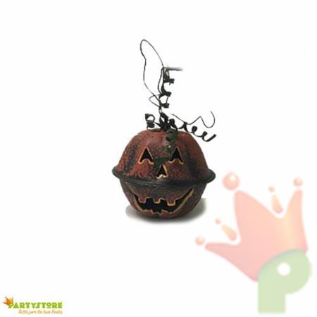ZUCCA IN FERRO CON SONAGLIO 7 CM DECORAZIONI HORROR HALLOWEEN