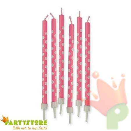 CANDELINE MATITE + SUPPORTO POIS ROSA 6PZ