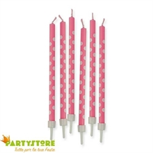 CANDELINE MATITE + SUPPORTO POIS ROSA 6PZ