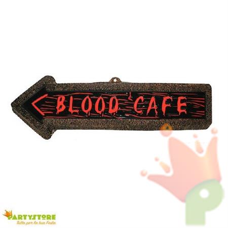 INSEGNA FRECCIA HORROR BLOOD CAFE DECORAZIONI PARTY HALLOWEEN