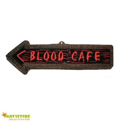 INSEGNA FRECCIA HORROR BLOOD CAFE DECORAZIONI PARTY HALLOWEEN