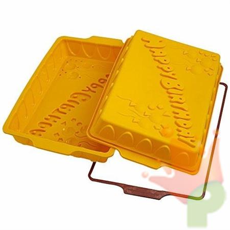 HAPPY BIRTHDAY IN SILICONE 330X220 H 50MM GIALLO